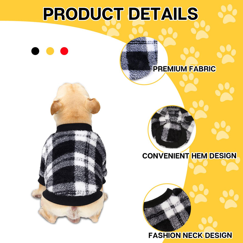 Basic Dog Hoodie Pet Clothes Sweater with Hat, Solid Color Casual Sports Hoodie Sweatshirt for Small Medium Dogs Black & White Plaid - PawsPlanet Australia