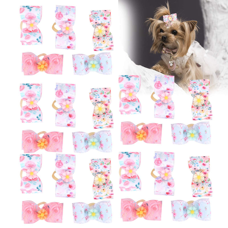 Fdit 25Pcs Small Dog Hair Bows with Elastic Rubber Bands Pet Hair Bows Tie Doggy Kitten Topknot Attachment Pet Hair Grooming Accessories - PawsPlanet Australia