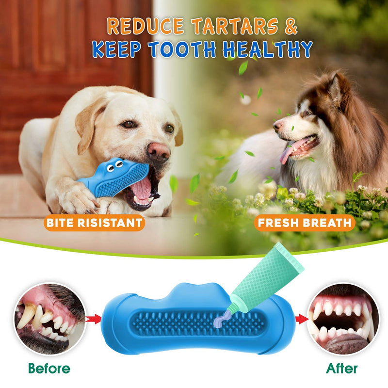 [Australia] - Pawcute Dog Squeaky Toys for Aggressive Chewers, Durable Dog Chew Toys Indestructible, Puppy Chew Toy Dog Toothbrush Toys for Small Medium Large Dogs Dental Care Teeth Cleaning Blue 