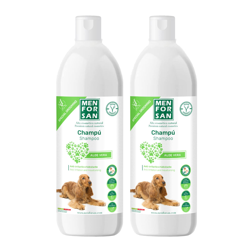 MENFORSAN Aloe Vera dog shampoo 1 liter - pack of 2, green - PawsPlanet Australia