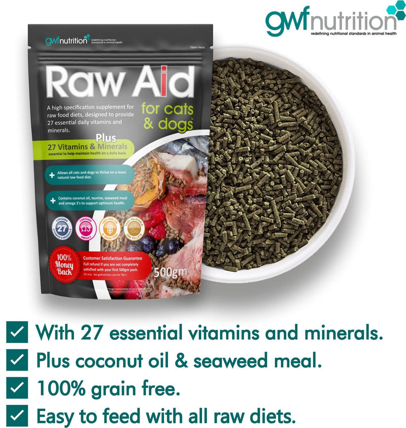 GWF Nutrition Raw Aid Supplement for Cats & Dogs 500gm - PawsPlanet Australia