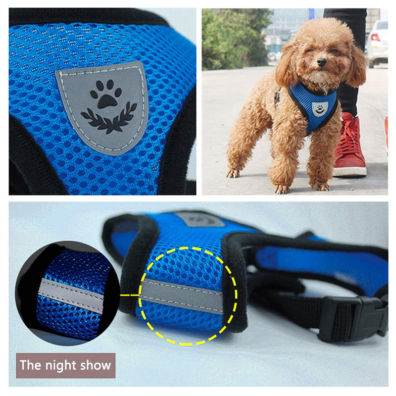 [Australia] - INVENHO Mesh Harness with Padded Vest for Puppy and Cats No Choke Design Ventilation Gift with Leash X-Small (Neck 9.5in) Black 