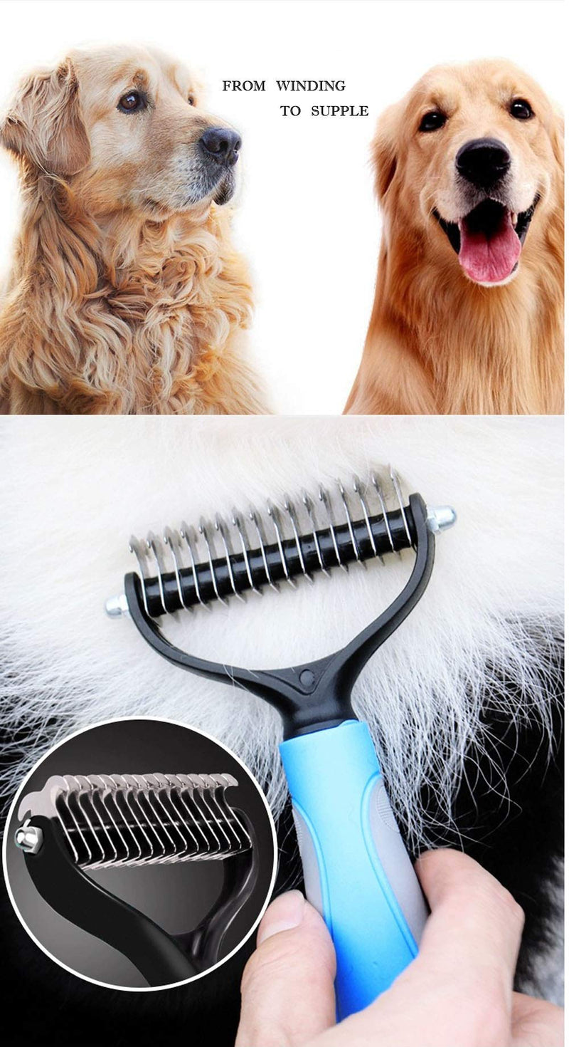 Sunglow Pet Grooming Tool ，Double Sided Shedding and Dematting Undercoat Rake Comb for Dogs and Cats ，and Comb for Flea 11 tooth comb Blue - PawsPlanet Australia
