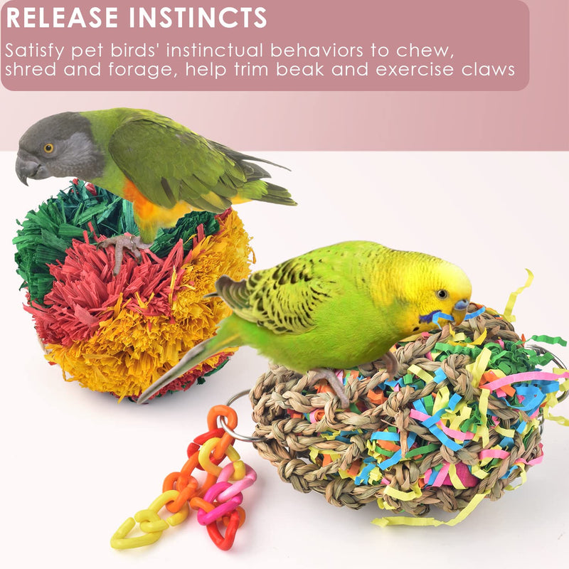 KATUMO Bird Toys, Bird Shredder Balls Parrot Foraging Toys Nesting Chew Toys Cage Accessories for Conure Quaker Parakeet Lovebird Budgie Finch Canary Small Birds - PawsPlanet Australia