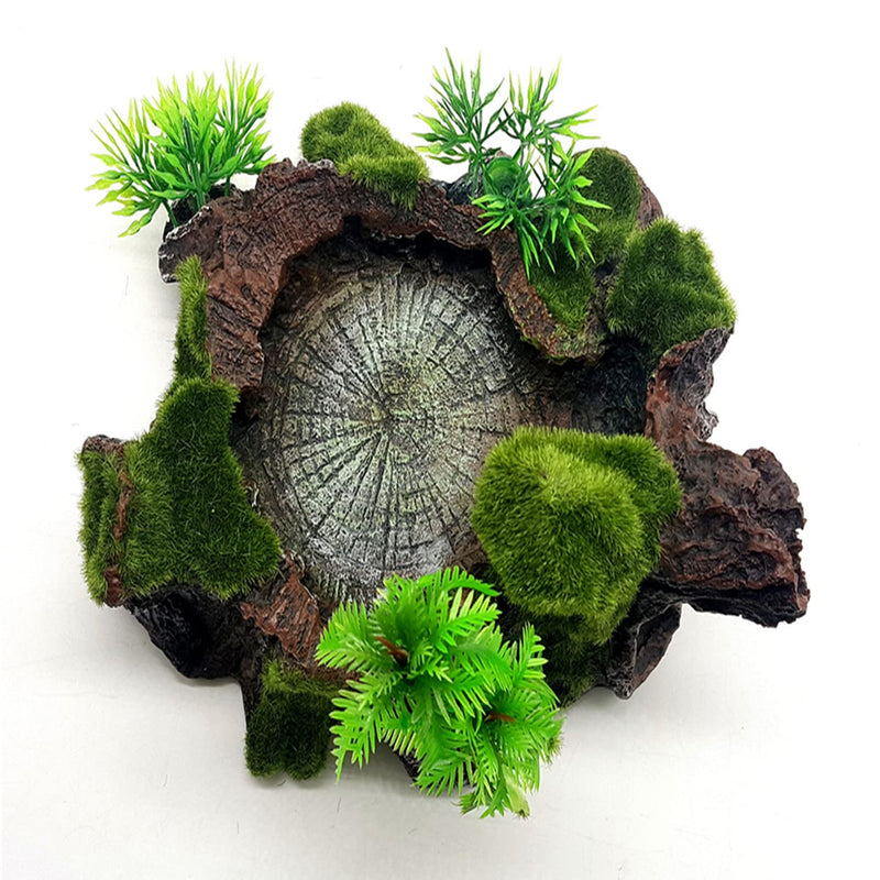 Reptile Decoration Resin Reptile Platform Artificial Tree Trunk Design Reptile Water Bowl Food Bowl for Lizards, Geckos, Water Frogs and Other Reptiles，Aquarium jewelry - PawsPlanet Australia