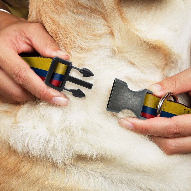 [Australia] - Buckle-Down Plastic Clip Collar - Colombia Flag Distressed - 1/2" Wide - Fits 8-12" Neck - Medium 