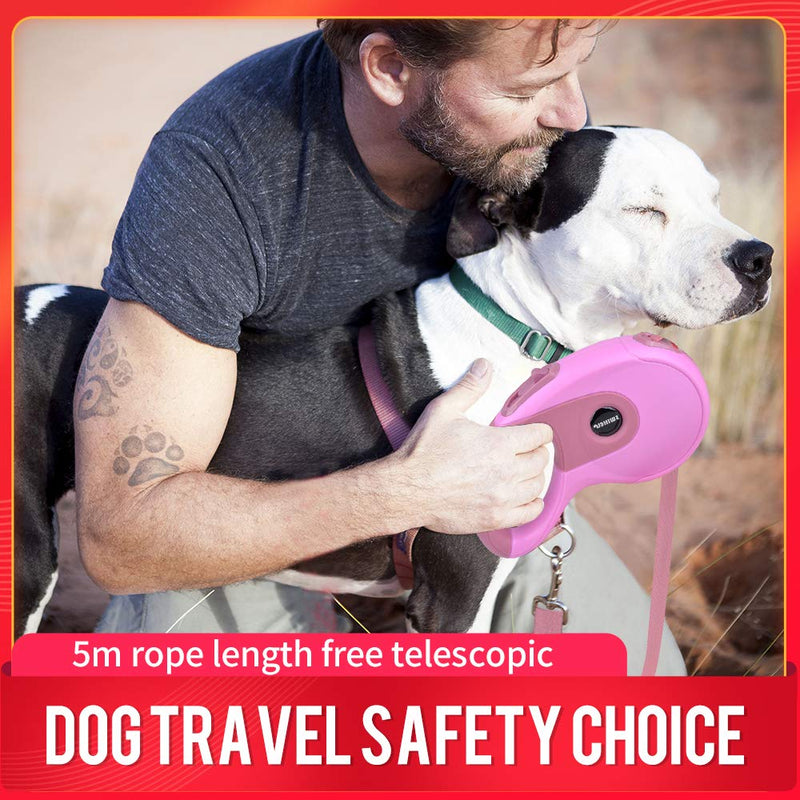 [Australia] - SWIHELP 16 ft Dog Leash Retractable, Pet Leash for Small Medium Large Dogs Up to 40 KG with One Button&Lock System for Training, Walking, Jogging (Pink) 