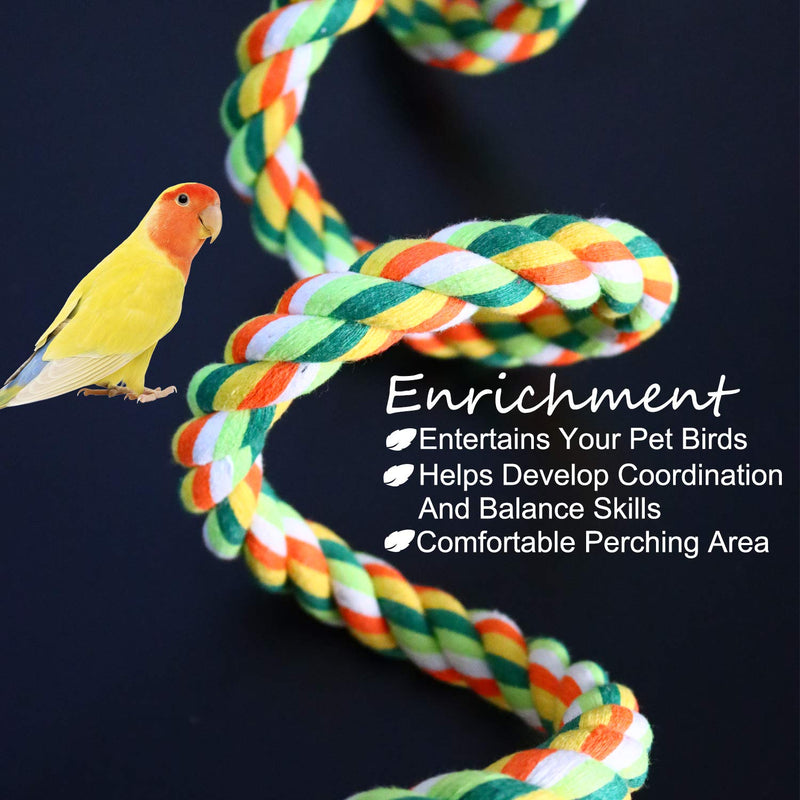 iLeson Bird Rope Perch Comfy Cotton Spiral Bungee Swing Climbing Standing Ladder for Bird Cage Parrot Toy with Bell - PawsPlanet Australia