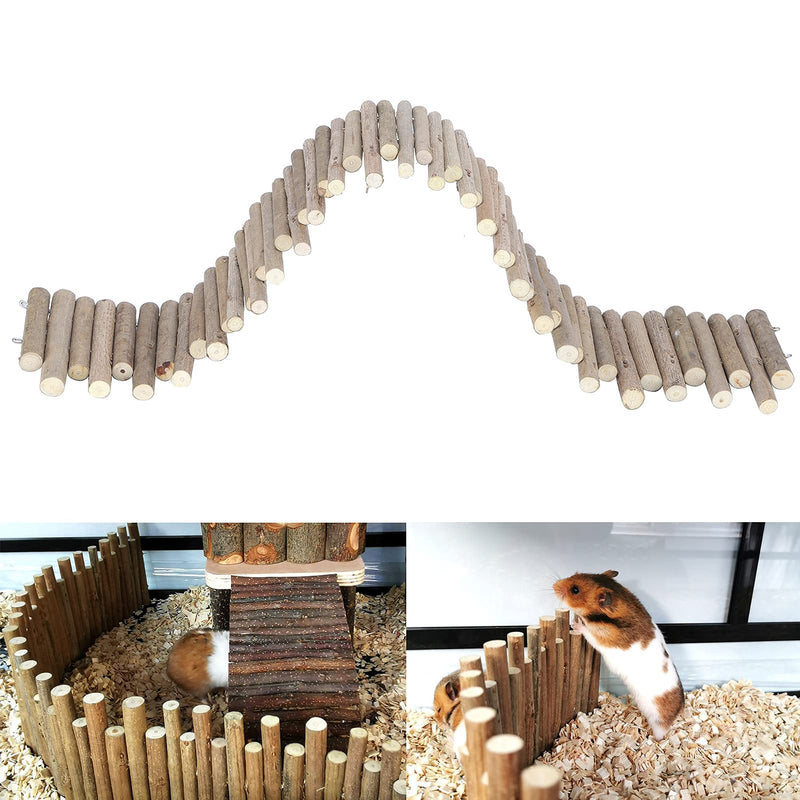 Hamster wooden fence, hamster toy, rat ladder bridge, hamster chew toy, toy wooden ladder, rat ladder bridge toy wooden ladder natural hiding place outdoor enclosure (60 cm) 60 cm - PawsPlanet Australia