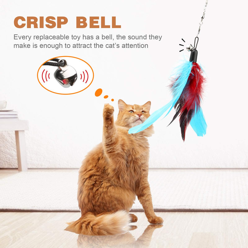 16 PCS Funny Cat Kit Retractable Funny Cat Stick with 5 Caterpillar Cat Toys & 5 Feather & 5 Mouse Replaceable Cat Toys with Bell and Cat Wand - PawsPlanet Australia