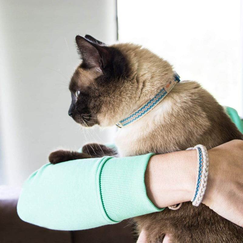 [Australia] - Pettsie Cat Kitten Collar Breakaway Safety and Friendship Bracelet for You, Durable 100% Cotton for Extra Safety, Easy Adjustable, D-Ring for Accessories, Gift Box Included 5"-8" Neck Blue 