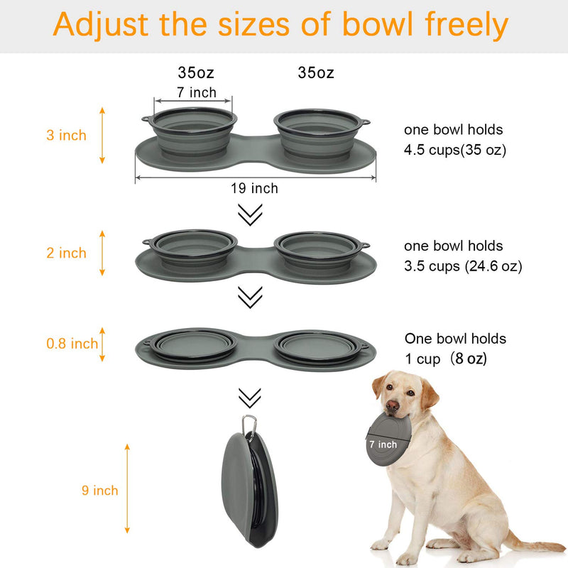 [Australia] - WINSEE Collapsible Dog Bowls with Mat, Portable Foldable Travel Dog Bowls, Expandable Cup Dish, No Spill Non-Skid Silicone Pet Food&Water Feeder Bowl with Free Frisbee& Carabiner, for Indoor, Outdoor 