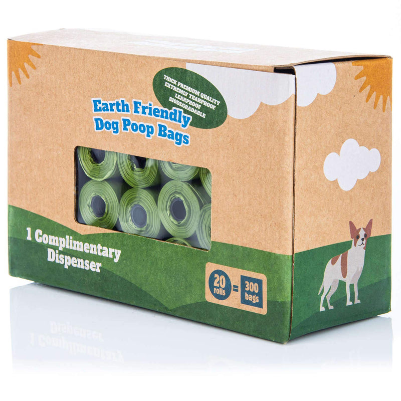 BI0 Dog poop bags with dispenser Compostable poop bags for dogs with dog poop bag dispenser 100% biodegradable dog poop bags with leash holder (300 bags: 20 rolls + 1 dispenser) 300 bags: 20 rolls + 1 dispenser - PawsPlanet Australia
