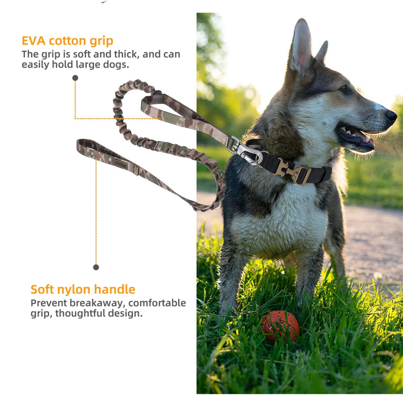 EXCELLENT ELITE SPANKER Tactical Bungee Dog Leash Military Leash Dogs Elastic Brown Black Dog Leash Walk Training Leash (Camouflage) Camouflage - PawsPlanet Australia