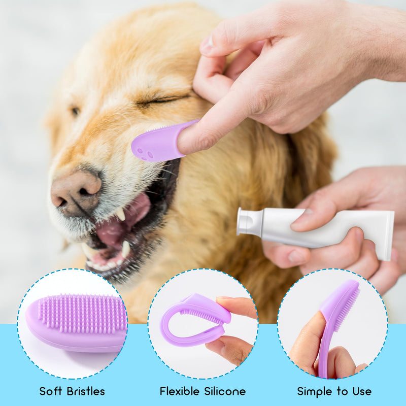 Silicone Toothbrush for Pets Pack of 6 Dog Toothbrush Reusable Pet Finger Toothbrush Long Handle Cat Dog Toothbrush for Small Dogs Cats Dental Care 10x2.5cm - PawsPlanet Australia