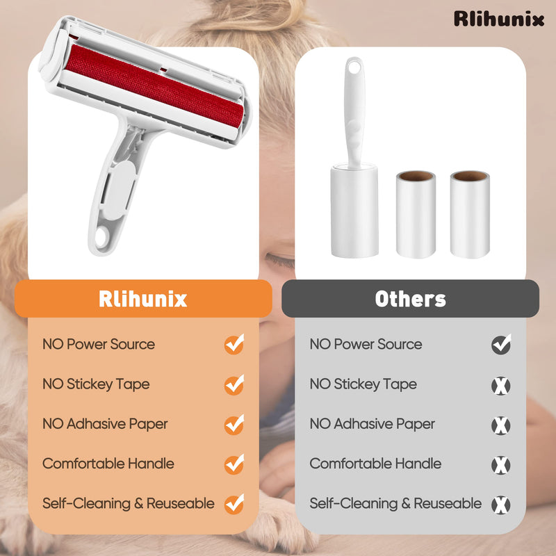 Rlihunix Pet Hair Remover - Lint Roller, Reusable Dog & Cat Fur Remover with Self-Cleaning Base, Large Capacity High Efficiency Animal Hair Removal Tool for Carpets, Couch, Furniture - PawsPlanet Australia