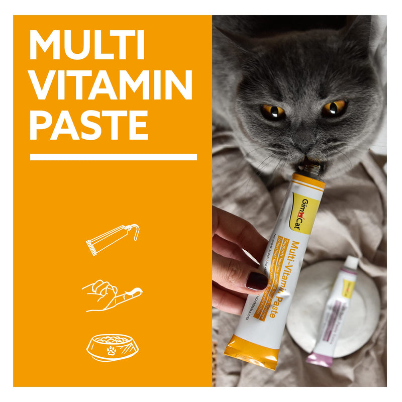 GimCat Multi-Vitamin Paste - This healthy cat snack activates and strengthens the immune system - 1 tube 50 g (Pack of 1) - PawsPlanet Australia