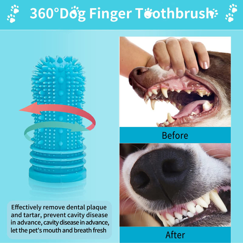 Dog Toothbrush Dog Finger Toothbrush Pack of 4 for Dogs, Cats, Puppies Dental Care & Fresh Breathing, Silicone, Fully Surrounded Bristles, Reusable with Storage Box 2 Blue + 2 Orange - PawsPlanet Australia