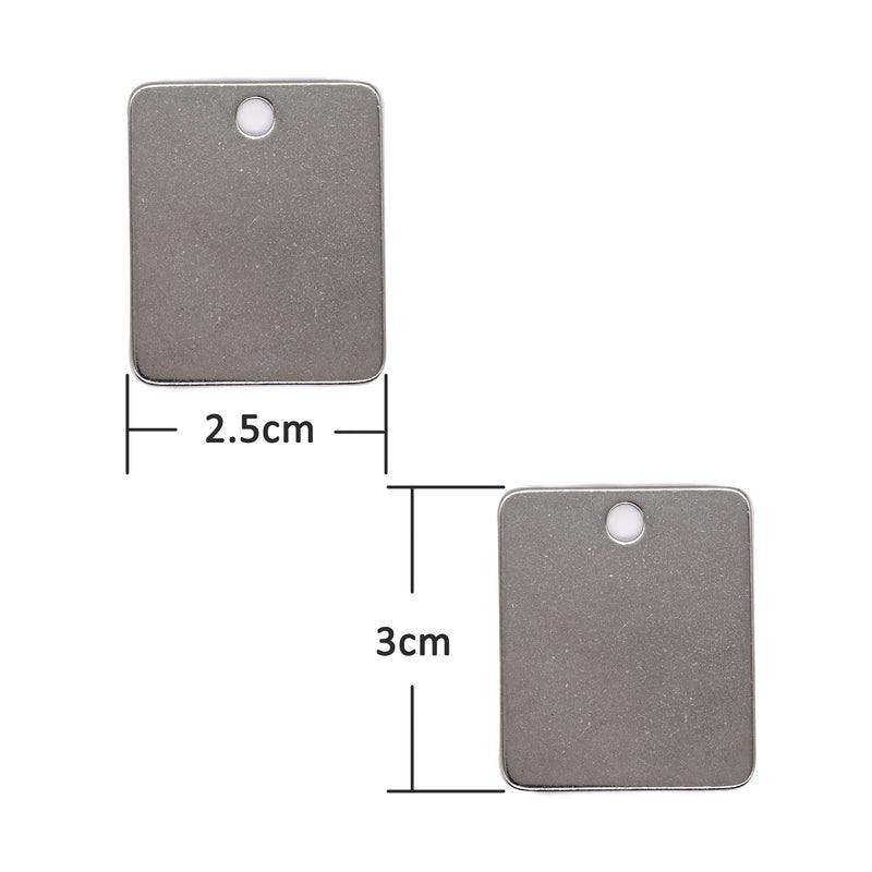 Rectangle Engraving Blanks Stamping Blanks Stainless Steel Blank Tags with Key Rings 25 Pack - PawsPlanet Australia