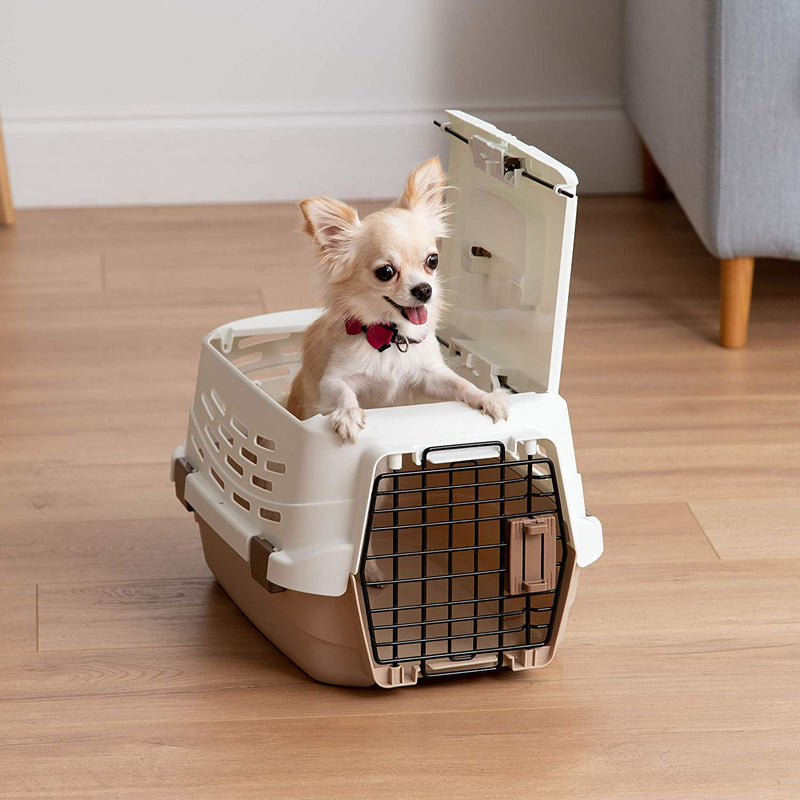 Iris Ohyama, Pet carrier / transport box / travel crate, 2 removable doors (front & top), well ventilated, nestable, for cat & dog max 5 kg - Pet Carry UPC-490 - White - PawsPlanet Australia