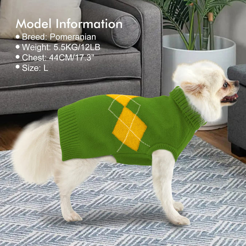 Dog Sweater Vest Knitted Winter Sweater, Winter Warm Dog Cat Sweater Clothes Pet Coat Costume Puppy Sweater, Winter Dog Clothes Pet Sweater for Puppies Small Dogs,Green S Green - PawsPlanet Australia