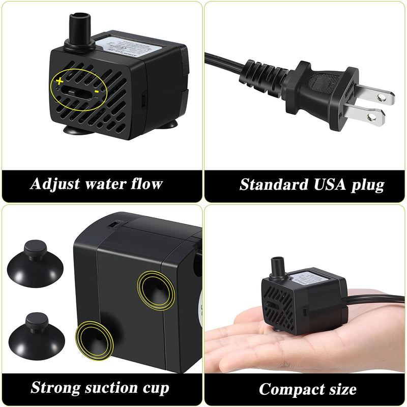 4 Sets Mini Submersible Water Pump 3W 50GPH Aquarium Mini Fountain Pump Pet Water Submersible Fountain Pump for Aquarium, Fish Tank, Wave Maker Pump, Pond, Fountain, Hydroponics - PawsPlanet Australia