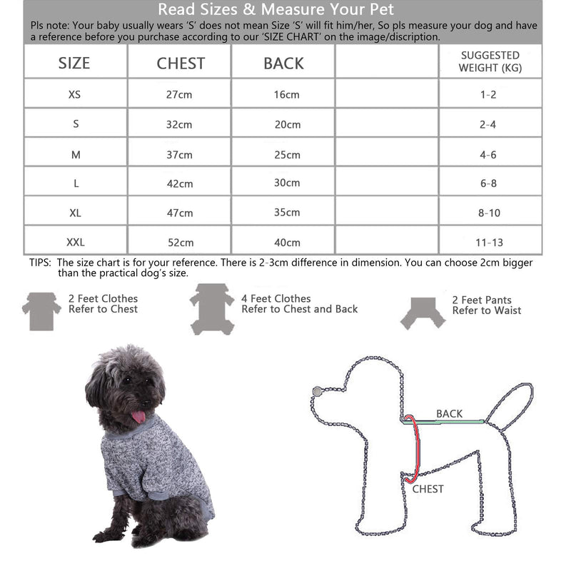 AMVEEDI Dog Sweaters for Small Dogs Soft Thickening Warm Pet Dog Clothes Knitwear Dog Sweater Pup Dogs Shirt Winter Puppy Sweater for Dogs (Grey, XS) X-Small Grey - PawsPlanet Australia