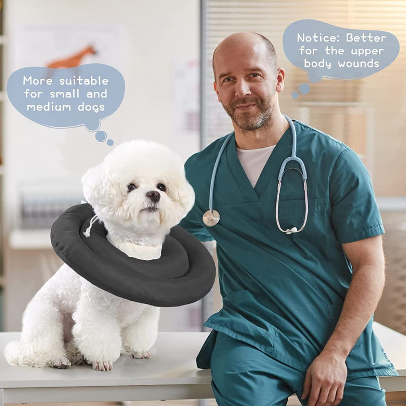 ANWA Soft Dog Cone Alternative After Surgery, Adjustable Elizabethan Collar for Dogs, Waterproof Dog Recovery Collar for Small and Medium Dogs Small (under 6.4 lbs) Dark Grey - PawsPlanet Australia