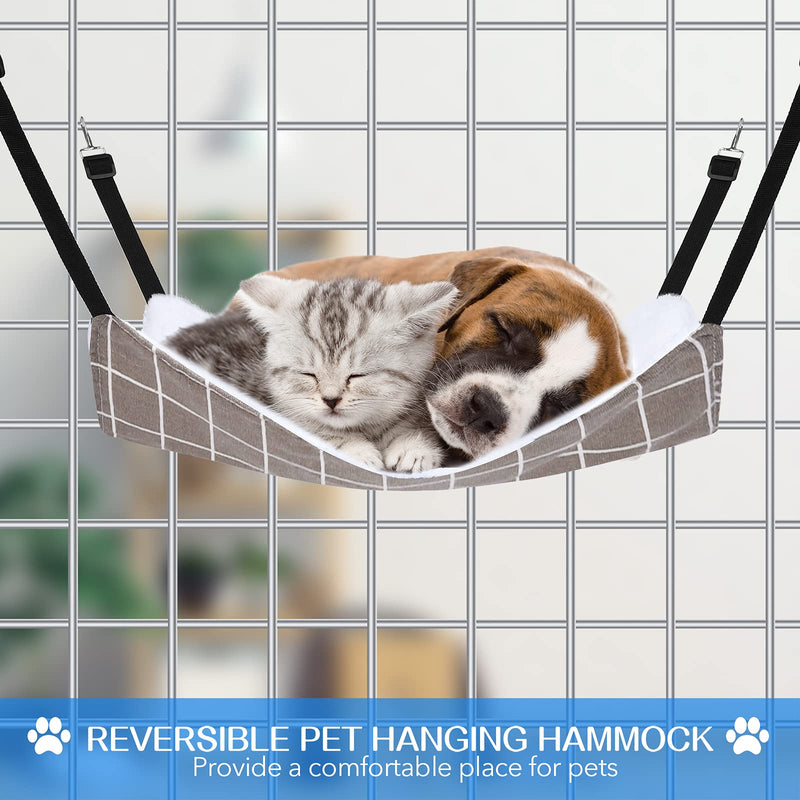 Pedgot 3 Pack Reversible Cat Hanging Hammock with Adjustable Straps and Hooks Double-Sided Pet Cage Hammock Hanging Bed Resting Sleepy Pad for Small Animals Pets 15 x 14 inches - PawsPlanet Australia