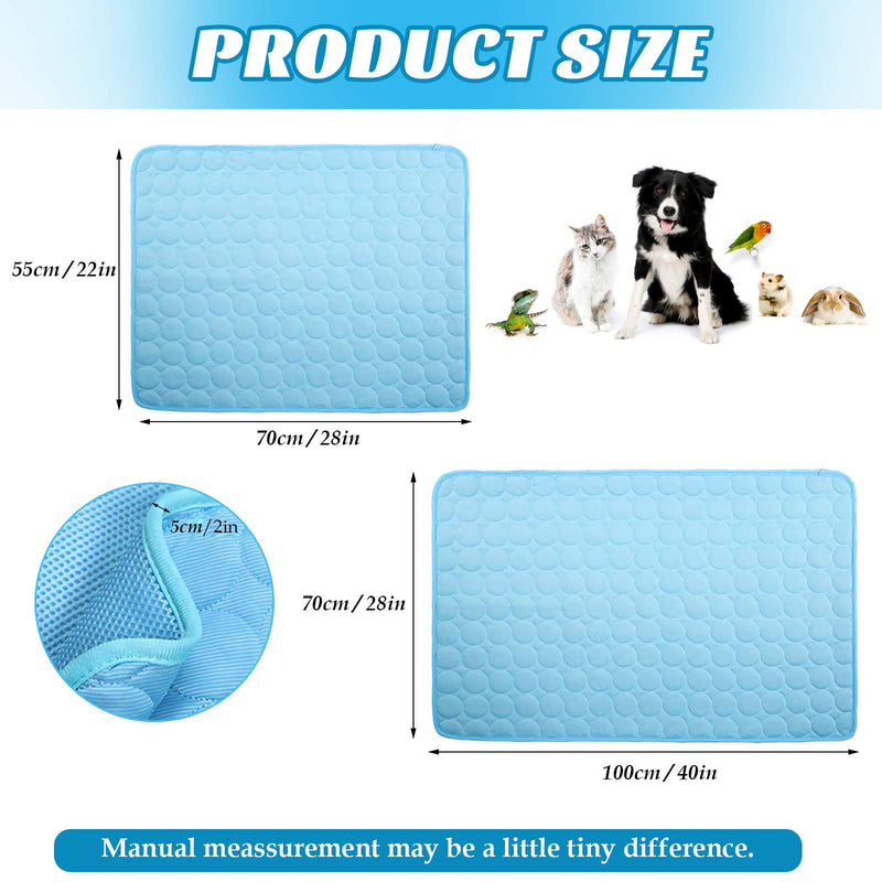 PetSeason Washable Dog Self-Cooling Pads, Waterproof Summer Ice Silk Sleeping Pad Blanket with Non-Slip Bottom,Pee Pad for Dogs &Cats Indoor Outdoor Use Blue L Large - PawsPlanet Australia