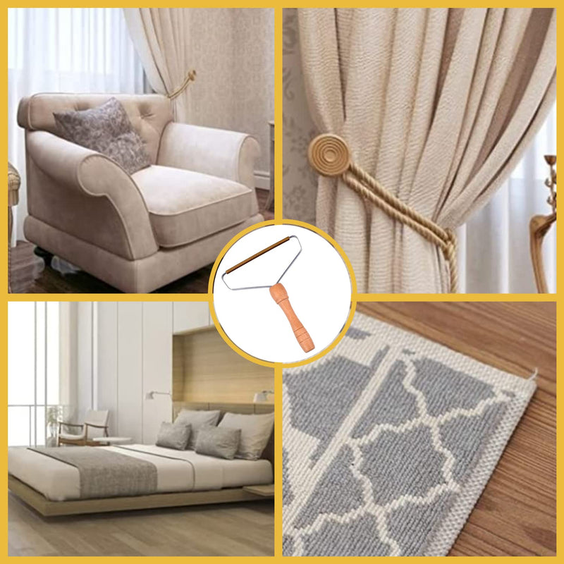 FOSLAP Lint Remover for Carpets - Reusable Lint Roller for pet hairs - Double Sided Copper blades with finest wooden handle - Effective for cleaning clothes, stairs and blanket 1 - PawsPlanet Australia