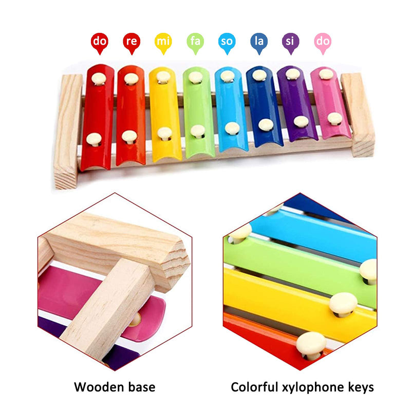 FOXNSK Chicken Toy, Suspensible Wood Xylophone Toy Hen Musical Wooden Xylophone Toy 8 Metal Keys Suspensible for Hens Pet Chicken Bird Parrot Medium and Large Birds B - PawsPlanet Australia