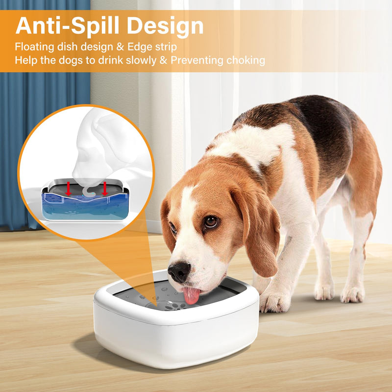 Dog Water Bowl: 35oz/1L No-Spill Cat Water Bowl Portable Dog Bowl with Eco-Friendly Material Slow Water Feeder Dispenser Vehicle Carried Water Bowl for Dogs, Cats, Pets & Outdoor Travel White - PawsPlanet Australia