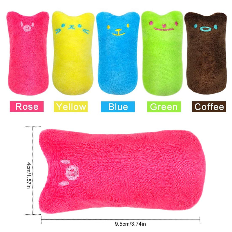 O-Kinee Pet Catnip Plush Toy 10 Pcs Thumb Bite Cat Toy Natural Mint Toys Catnip Scratching Toy Interactive Pet Supplies (5 colors) 5 colors - PawsPlanet Australia