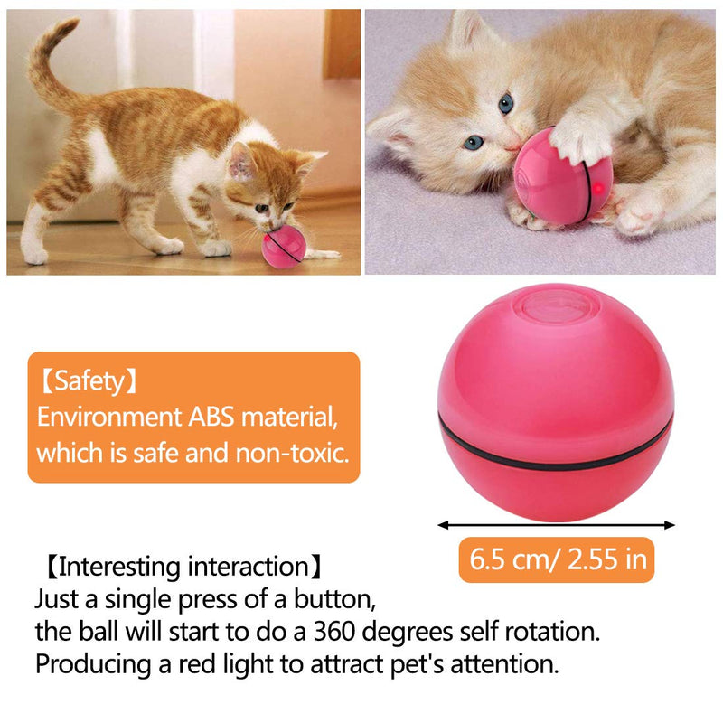 DIWUJI Cat Toys Ball Interactive Automatic Self Rotating Rolling Balls, USB Rechargeable LED Light Entertainment Pet Exercise Chaser Toys For Kitten (Pink) Pink - PawsPlanet Australia