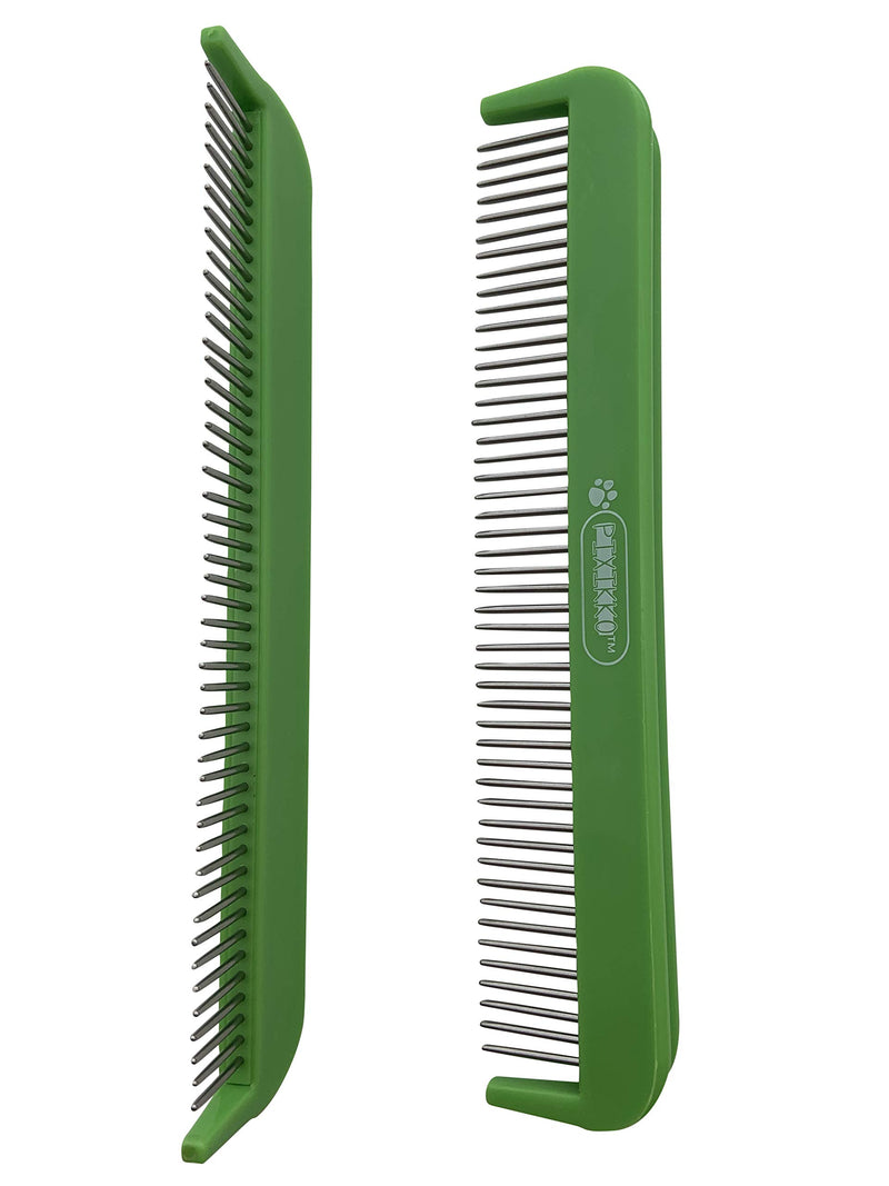 [Australia] - Pixikko Pet Grooming Comb with 360 Degree Rotating Pins for Cats, Dogs, and Other Small Animals Daily Grooming, Remove mat and tangles. 7-in, Green. 