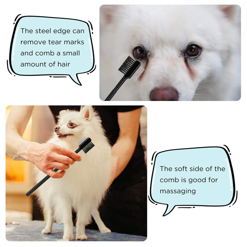 Dog tear stain remover comb, 2 pieces tear stain removal comb, dog flea comb, double-sided tear stain remover comb, double-sided dog eye comb brush for pets, cats, dogs, kittens, puppies - PawsPlanet Australia
