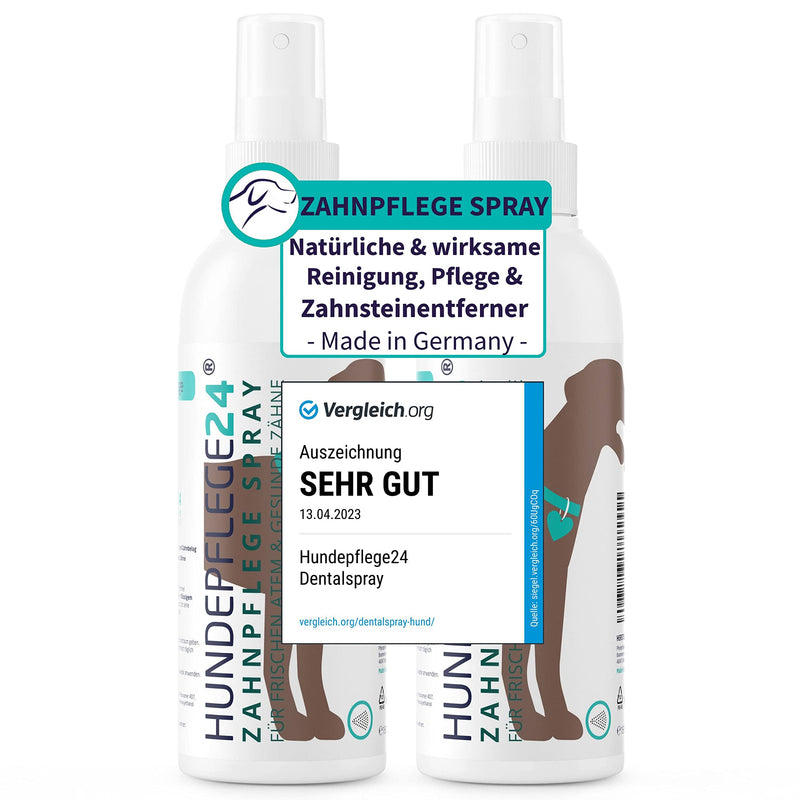 Hundepflege24 dental spray for dogs and cats - healthy, clean, strong teeth and fresh breath with natural active ingredients such as chamomile, calcium and mint - dental care spray for dogs (2x 150ml) 2x 150ml - PawsPlanet Australia