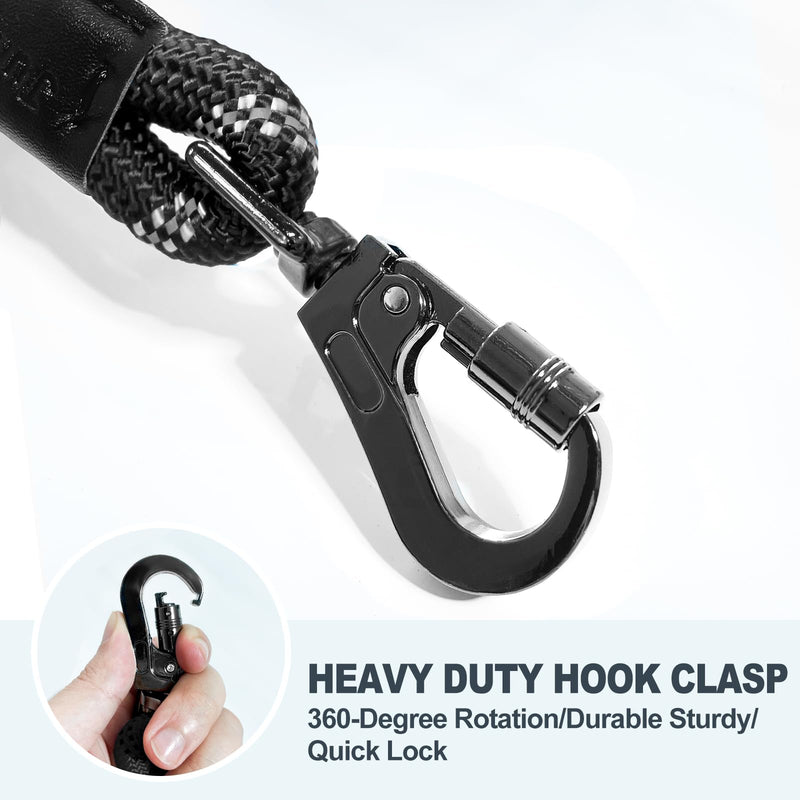 6FT Dog Leash Heavy Duty,Extra Foam Padded Two Handles,Lockable Metal Carabiner Clip,Highly Reflective Dog Leash for Safety,Dog Leashes for Medium & Large Dogs(Black) Black - PawsPlanet Australia