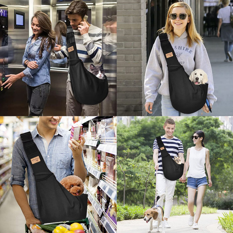vrbabies Dog Carriers for Small Dogs Hands Free Breathable Reversible Dog Sling Carrier, Adjustable Cotton Dog Carrier Sling Design Suitable for Puppy, Small Dogs, and Cats for Outdoor Travel Black - PawsPlanet Australia