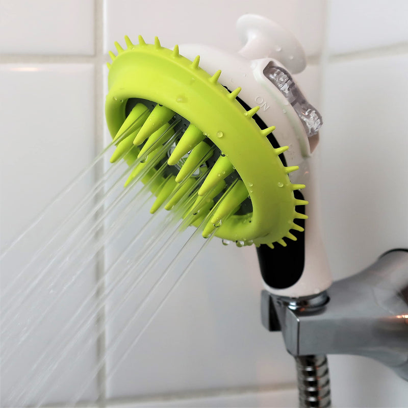 WD Handheld Shower Brush with On/Off Switch | Shield Water While Brushing and Washing Simultaneously | Dog Washing Shower Attachment Regular - PawsPlanet Australia