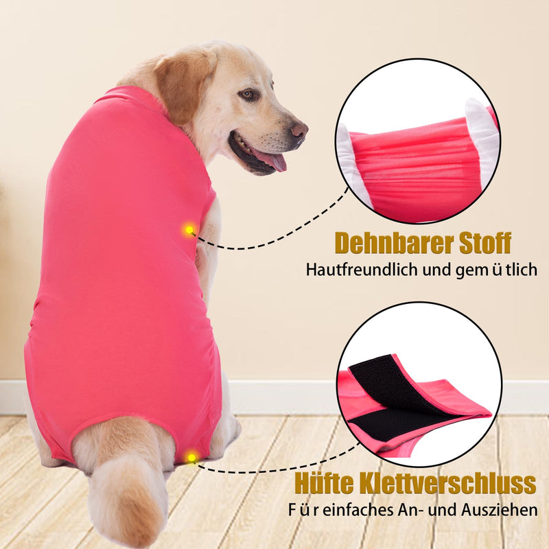 Axcimond Dog Bodysuit After Surgery Leak Protection Dog Surgery Body Dog Castration Female Male Medical Pet Shirt Dog One-Piece Wound Protection Suits for Dogs with Velcro Fastener Alternatives to Cone and Neck Collar Dog L Pink - PawsPlanet Australia