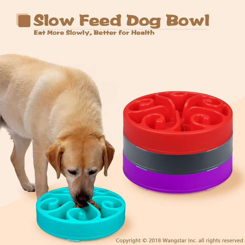 wangstar Slow Pet Bowl Slow Feeder for Dog Cats, Bloat Stop Puzzle Bowl Fun Maze Feeder Slow Feeding Anti-Skid Design M: 8''x1.9'' Blue - PawsPlanet Australia