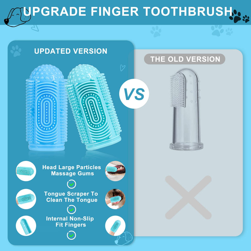 Dog toothbrush dog finger toothbrush 4 pieces for dogs (2blue + 2green) 2blue + 2green - PawsPlanet Australia