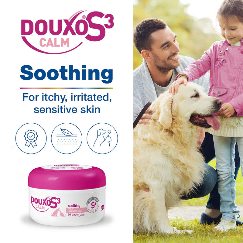 Douxo S3 CALM Itch Relief Dog and Cat Pads - Hypoallergenic Fragrance - Itchy or irritated skin - Veterinary Recommended and Clinically Proven – 30 Pads, Pink - PawsPlanet Australia