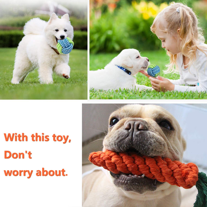 Fippy Dog Rope Toys 7PCS Pet Dog Chew Toys Cotton Squeak Interactive Toys for Small and Medium Dogs Teething Training - PawsPlanet Australia