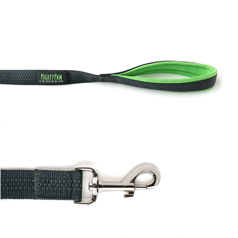 [Australia] - Mighty Paw Reflective Dog Leash - 6 Feet, Premium Quality Dog Leash with Neoprene Padded Handles Grey/Green 