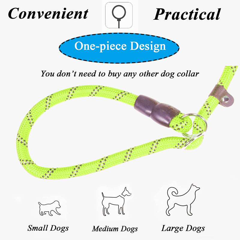 Slip Lead Dog Leash, Strong Nylon Dog Training Leashes with Soft Padded Handle, 2 in 1 Reflective Threads Lockable Clasp Heavy Duty Lead Leash for Large Medium Small Pets Dogs Cats (1.8M, Green) - PawsPlanet Australia