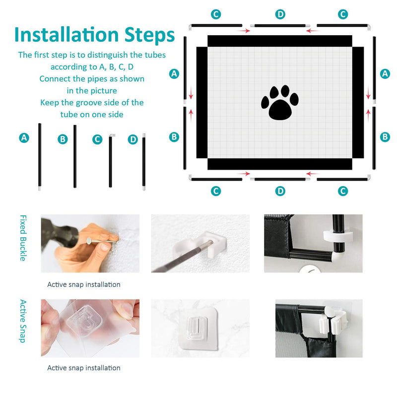 INPHER Dogs Gate,Magic and Safety Gate Easy to Install & Lockable Guard Fence Net Barrier Divider for Dog Puppy Doorways Stairways Hallways Home 100 * 80CM With extra plug and snaps - PawsPlanet Australia