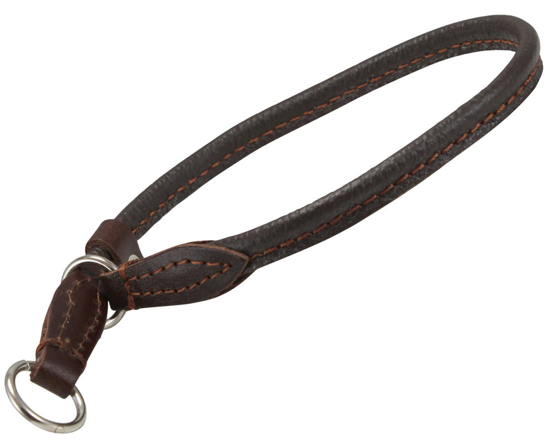 [Australia] - Round Genuine Rolled Leather Choke Dog Collar Brown 20" Long 